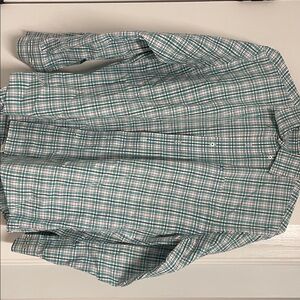 Southern Tide Teal and White Checkered Shirt